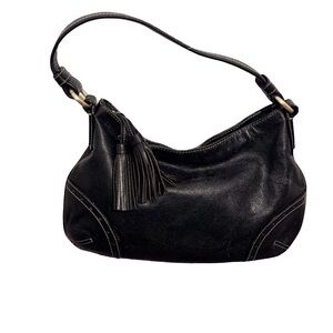 Talbots Black Leather Hobo Bag | Western Boho Slouchy Shoulder‎ bag